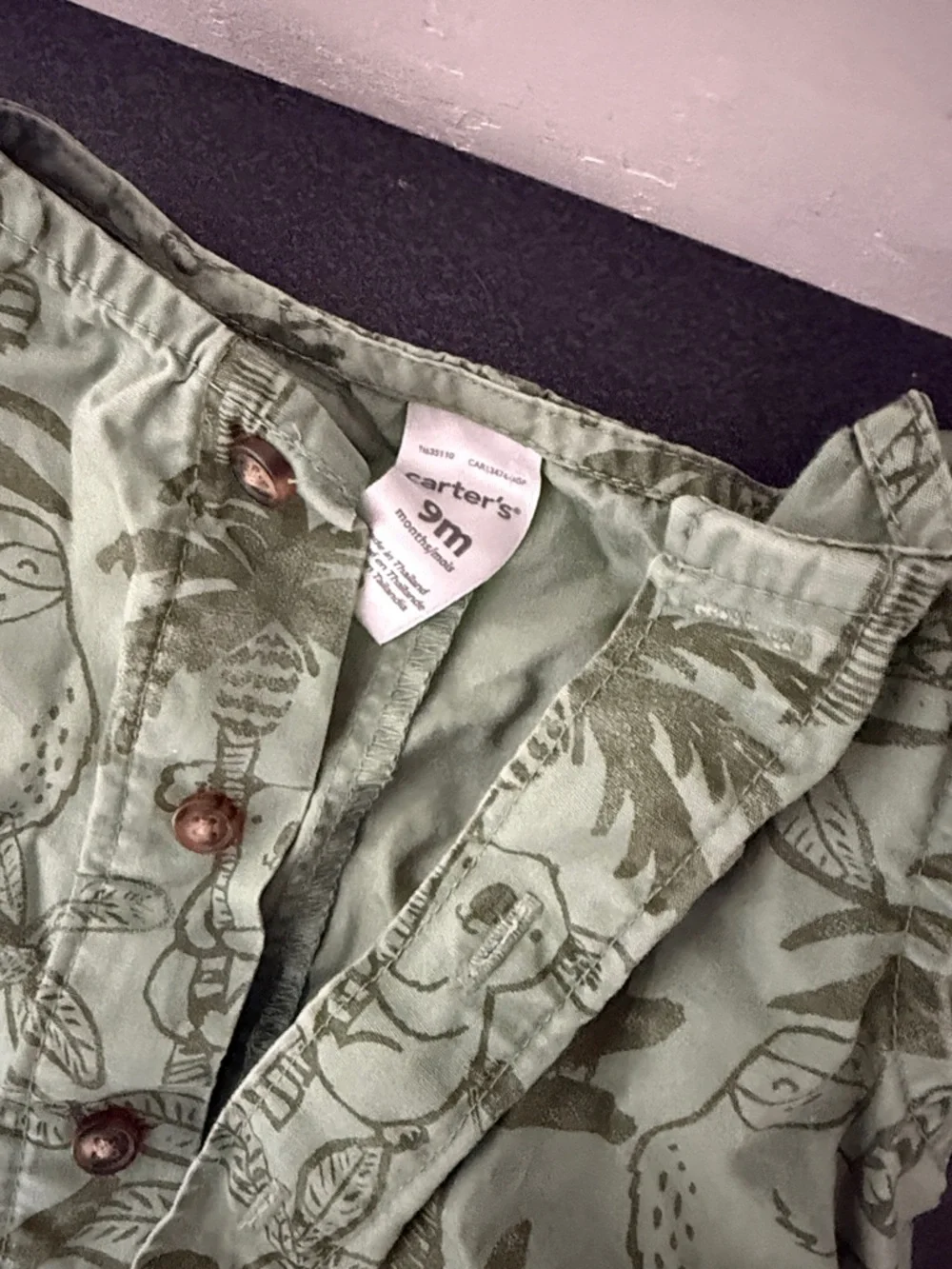 Carter's Green Sloth & Koala Print Romper